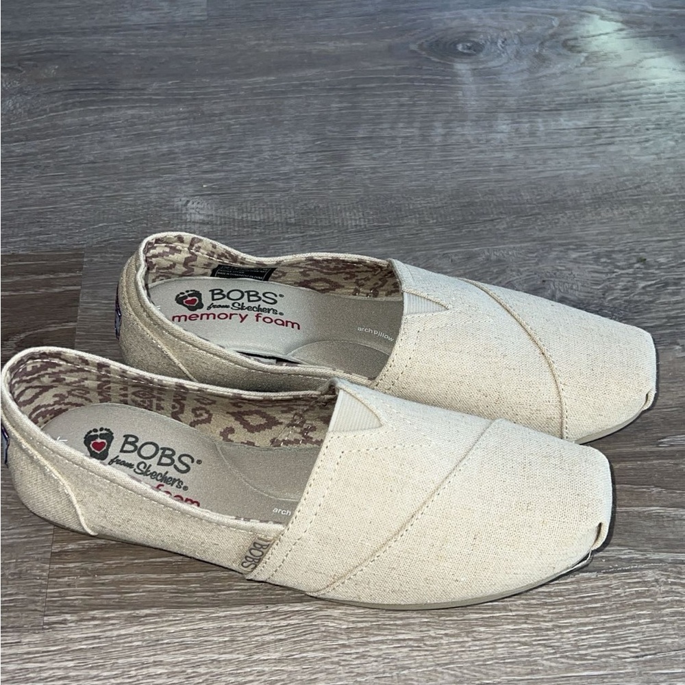 Skechers BOBS Women Tan Slip-Ons